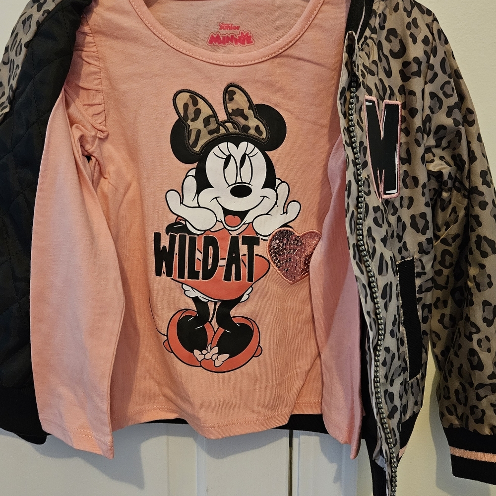Disney Minnie Leopard w/ long sleeve shirt set